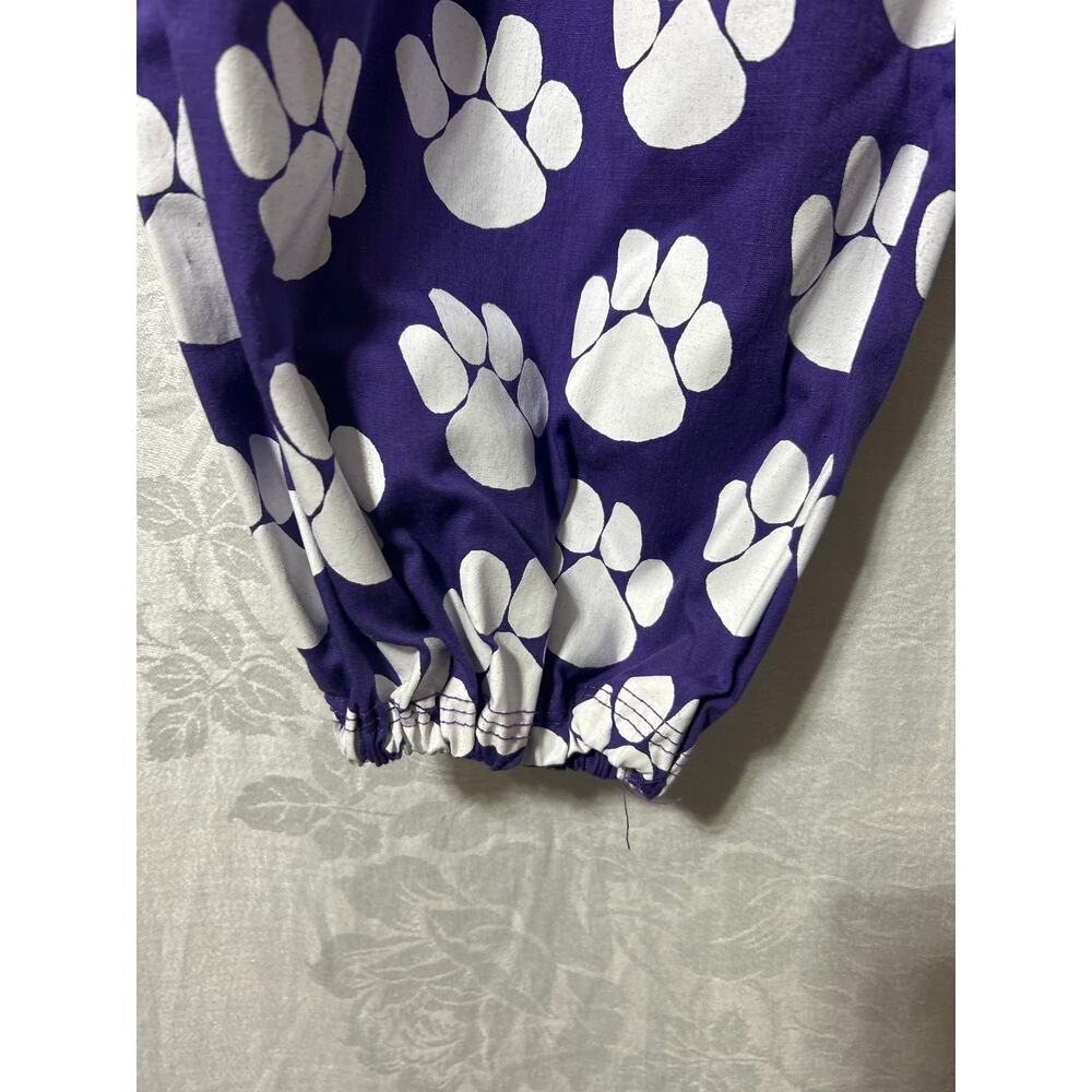 Paw Print Pants XL Purple White Joggers Made in USA Wildcats Tigers Bears Dogs - Picture 5 of 9